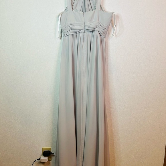 Revelry Brooklyn Chiffon Dress Light Grey Silver 8 - Picture 6 of 15
